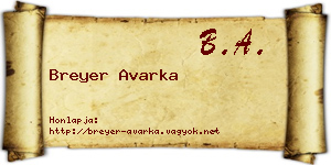 Breyer Avarka névjegykártya